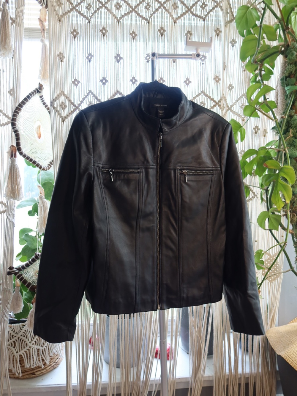 Valerie Steven’s large Classic Black Leather Jacket -